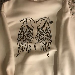White hoodie with angel wings